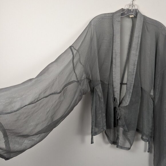 Ethereal Sheer Wrap Top with Kimono Sleeves, Medium - Picture 4 of 9